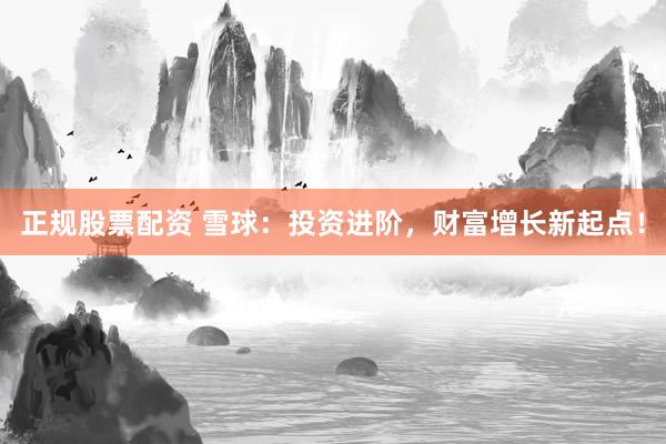 正规股票配资 雪球：投资进阶，财富增长新起点！