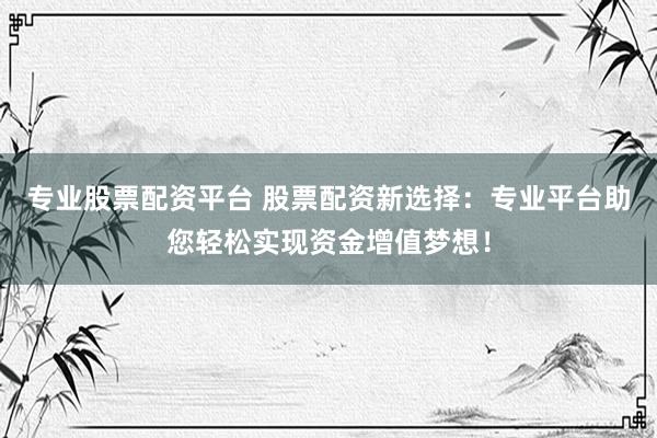 专业股票配资平台 股票配资新选择：专业平台助您轻松实现资金增值梦想！
