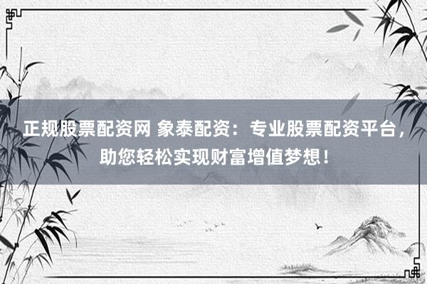 正规股票配资网 象泰配资：专业股票配资平台，助您轻松实现财富增值梦想！
