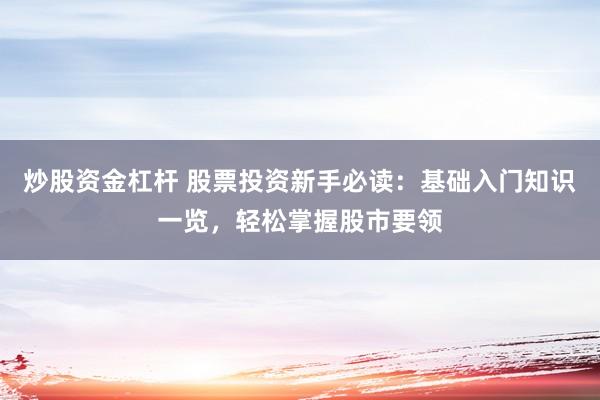 炒股资金杠杆 股票投资新手必读：基础入门知识一览，轻松掌握股市要领