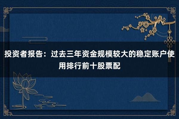 投资者报告：过去三年资金规模较大的稳定账户使用排行前十股票配