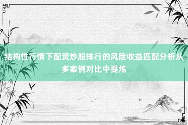 结构性行情下配资炒股排行的风险收益匹配分析从多案例对比中提炼