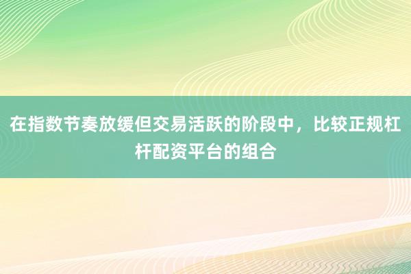 在指数节奏放缓但交易活跃的阶段中，比较正规杠杆配资平台的组合