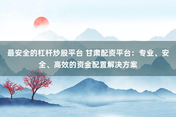 最安全的杠杆炒股平台 甘肃配资平台：专业、安全、高效的资金配置解决方案