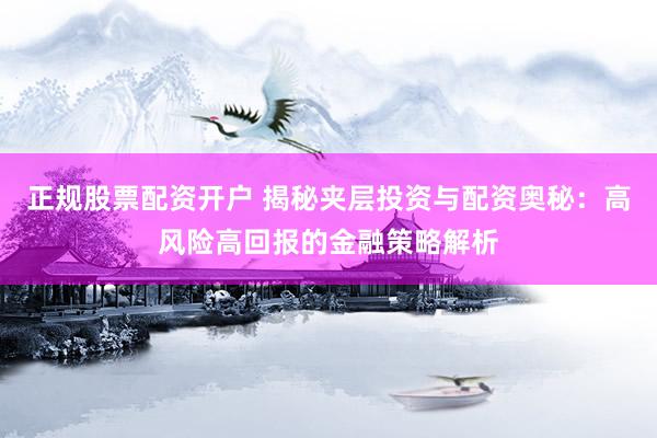 正规股票配资开户 揭秘夹层投资与配资奥秘：高风险高回报的金融策略解析