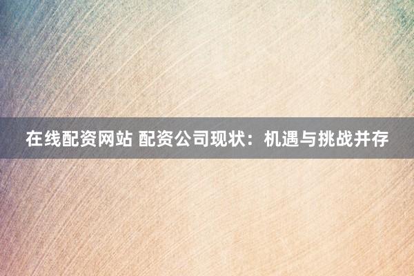 在线配资网站 配资公司现状：机遇与挑战并存