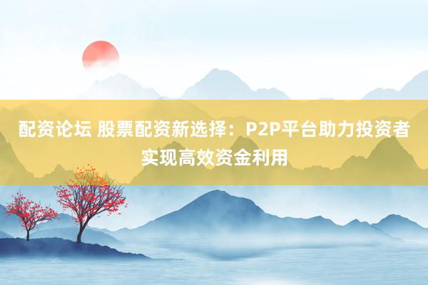 配资论坛 股票配资新选择：P2P平台助力投资者实现高效资金利用